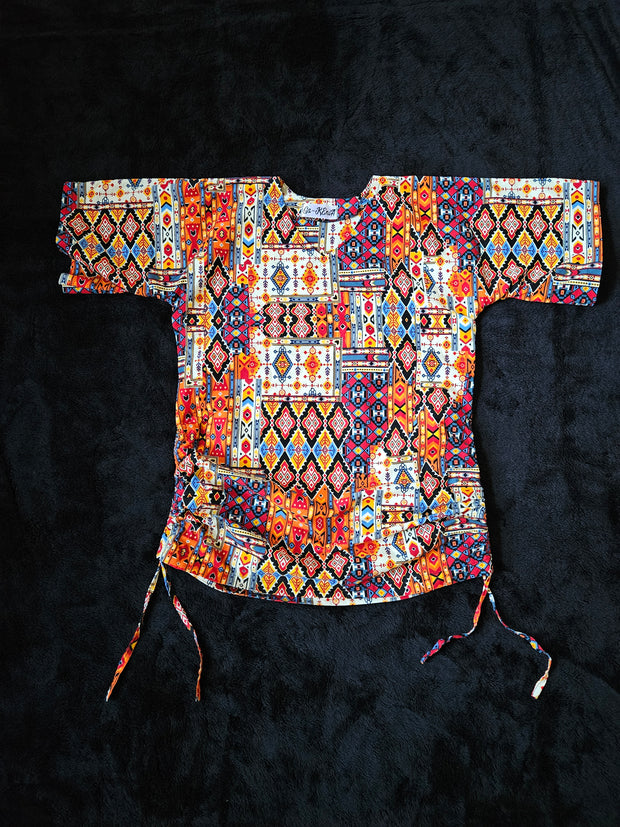 Bold Ankara Drawstring Tunic Top/ Shirt Dress