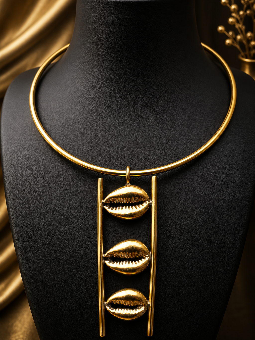 Neck Piece - Zuri Triple Cowrie