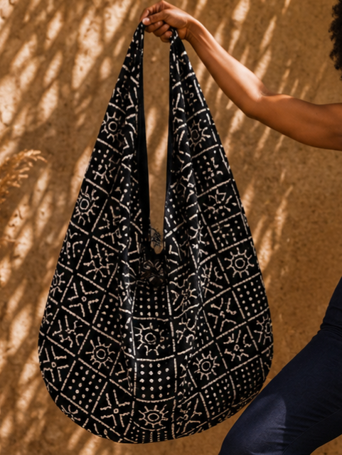 The Zahara Tote -Midnight Mudcloth