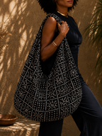 Zahara Tote -Midnight Mudcloth