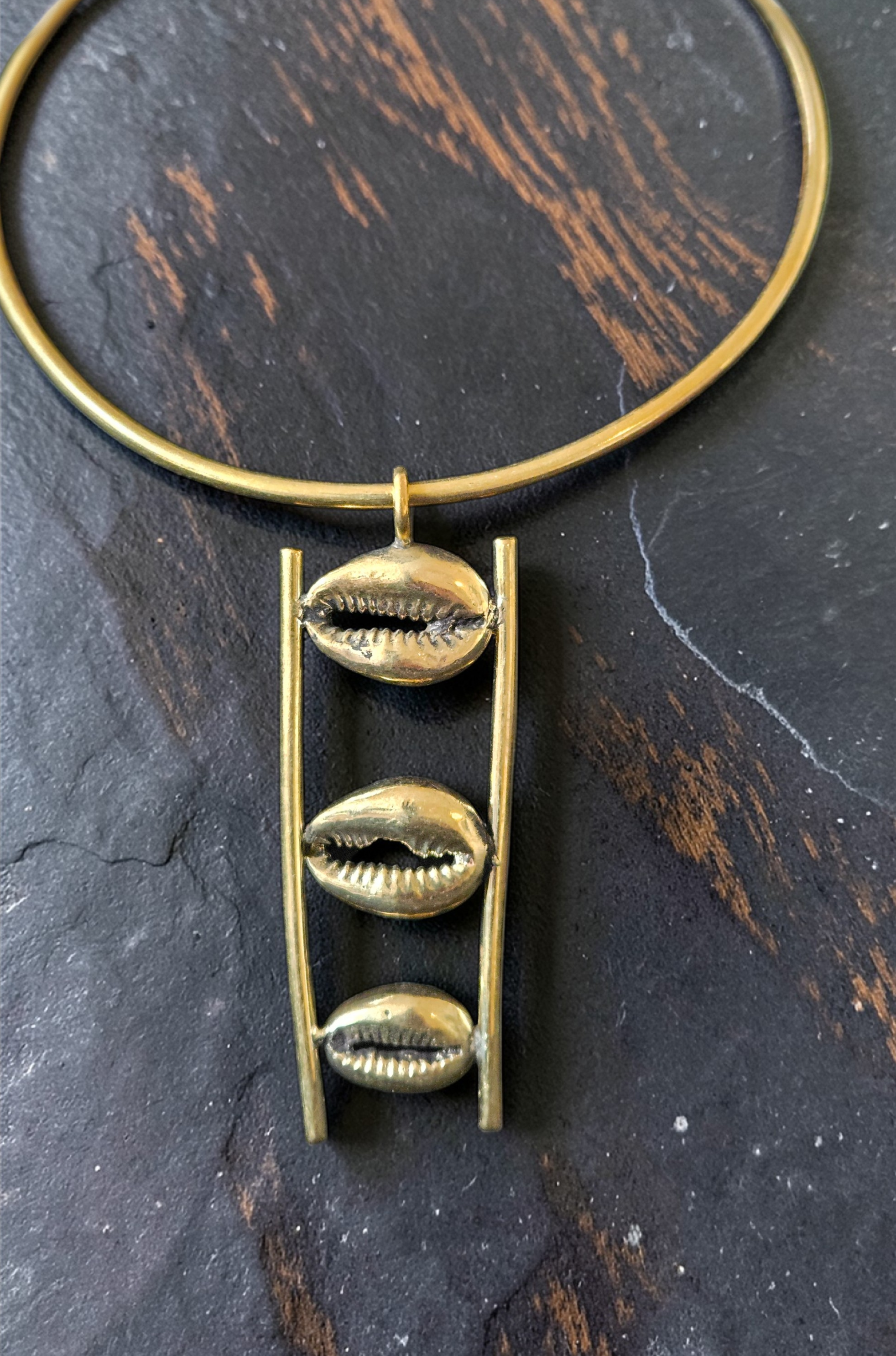 Zuri Triple Cowrie Neck Piece